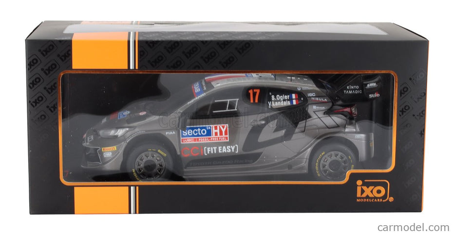 Toyota Yaris GR RALLY1 Team Toyota Gazoo Racing Wrt N°17 Víťaz Rally Finland 2024 Sebastien Ogier - Vincent Landais 1:18 IXO Models sivá