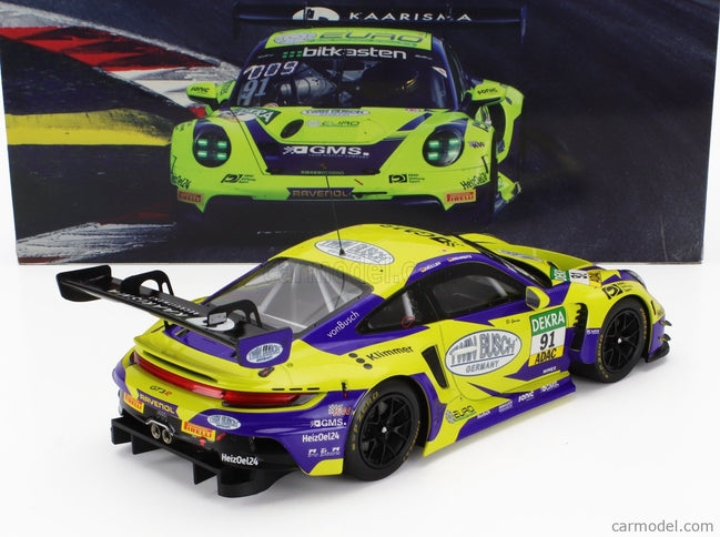 Porsche 911 992 GT3 R Team Joos BY Racemotion N°91 Adac GT Masters 2023 Finn Gehrsitz - Sven Muller 1:18 IXO Models žltá modrá