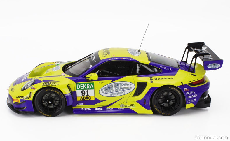 Porsche 911 992 GT3 R Team Joos BY Racemotion N°91 Adac GT Masters 2023 Finn Gehrsitz - Sven Muller 1:18 IXO Models žltá modrá