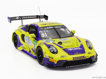 Porsche 911 992 GT3 R Team Joos BY Racemotion N°91 Adac GT Masters 2023 Finn Gehrsitz - Sven Muller 1:18 IXO Models žltá modrá