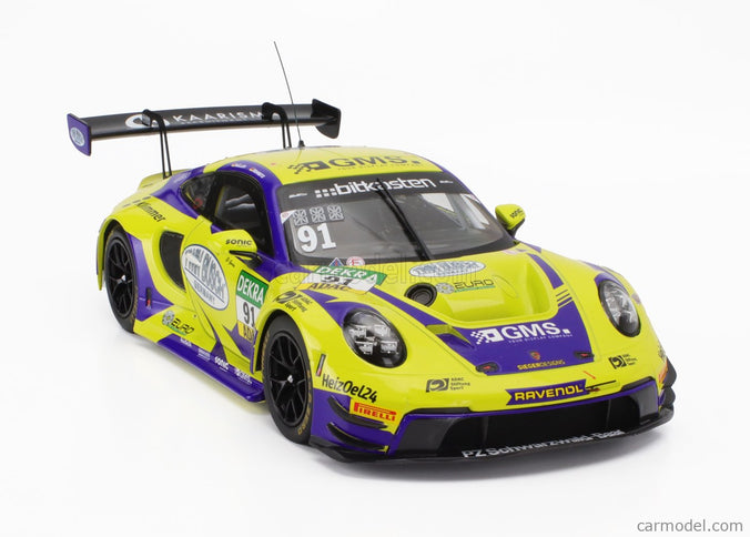 Porsche 911 992 GT3 R Team Joos BY Racemotion N°91 Adac GT Masters 2023 Finn Gehrsitz - Sven Muller 1:18 IXO Models žltá modrá
