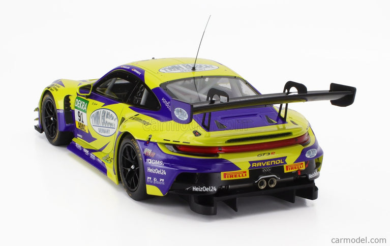 Porsche 911 992 GT3 R Team Joos BY Racemotion N°91 Adac GT Masters 2023 Finn Gehrsitz - Sven Muller 1:18 IXO Models žltá modrá