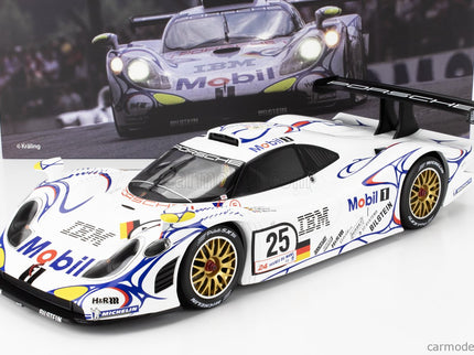 Porsche 911 GT1-98 3.2L Turbo Team Porsche AG MOBIL-1 N°25 2. Miesto 24h Le Mans 1998 Uwe Alzen - Jorg Muller - Bob Wollek 1:12 Werk83 biela modrá červená
