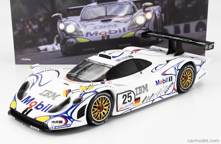 Porsche 911 GT1-98 3.2L Turbo Team Porsche AG MOBIL-1 N°25 2. Miesto 24h Le Mans 1998 Uwe Alzen - Jorg Muller - Bob Wollek 1:12 Werk83 biela modrá červená