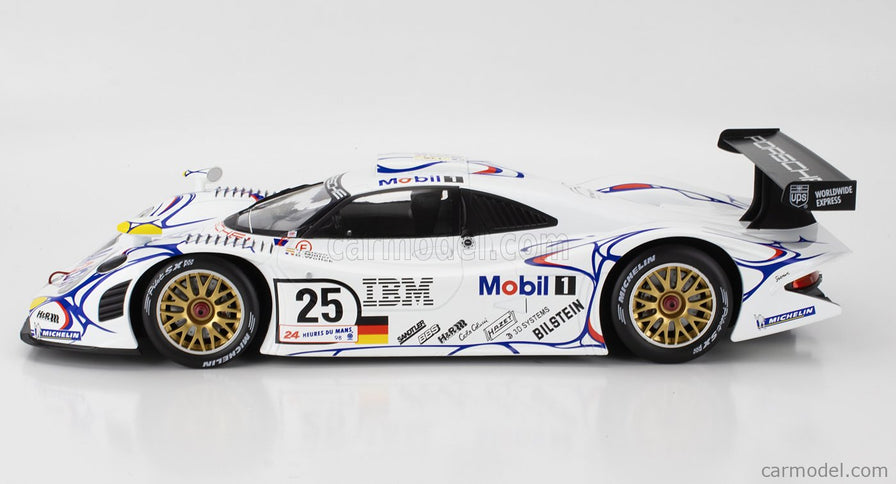 Porsche 911 GT1-98 3.2L Turbo Team Porsche AG MOBIL-1 N°25 2. Miesto 24h Le Mans 1998 Uwe Alzen - Jorg Muller - Bob Wollek 1:12 Werk83 biela modrá červená