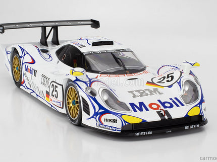 Porsche 911 GT1-98 3.2L Turbo Team Porsche AG MOBIL-1 N°25 2. Miesto 24h Le Mans 1998 Uwe Alzen - Jorg Muller - Bob Wollek 1:12 Werk83 biela modrá červená
