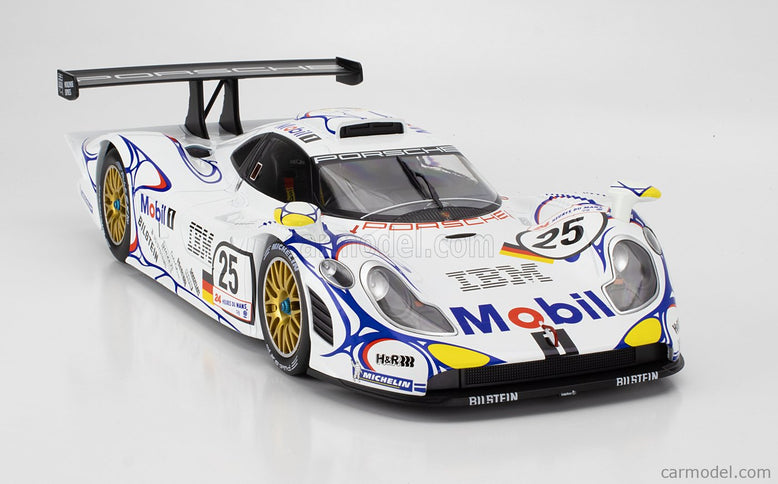 Porsche 911 GT1-98 3.2L Turbo Team Porsche AG MOBIL-1 N°25 2. Miesto 24h Le Mans 1998 Uwe Alzen - Jorg Muller - Bob Wollek 1:12 Werk83 biela modrá červená