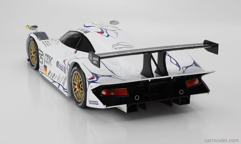 Porsche 911 GT1-98 3.2L Turbo Team Porsche AG MOBIL-1 N°25 2. Miesto 24h Le Mans 1998 Uwe Alzen - Jorg Muller - Bob Wollek 1:12 Werk83 biela modrá červená