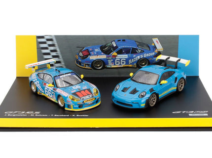 PORSCHE | SET 2X 911 996 GT3 RS N 66 RACING 2002 + 911 992 GT3 RS COUPE 2023 | VARIOUS