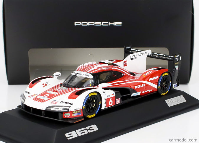 Porsche 963 9RD 4.6L Turbo V8 Team Porsche Penske Motorsport N°6 4. Miesto 24h Le Mans (pole Position) 2024 Kevin Estre - Andre Lotterer - Laurens Vanthoor 1:43 Spark Model červená biela čierna