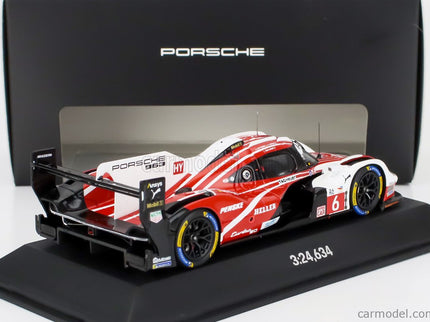 Porsche 963 9RD 4.6L Turbo V8 Team Porsche Penske Motorsport N°6 4. Miesto 24h Le Mans (pole Position) 2024 Kevin Estre - Andre Lotterer - Laurens Vanthoor 1:43 Spark Model červená biela čierna