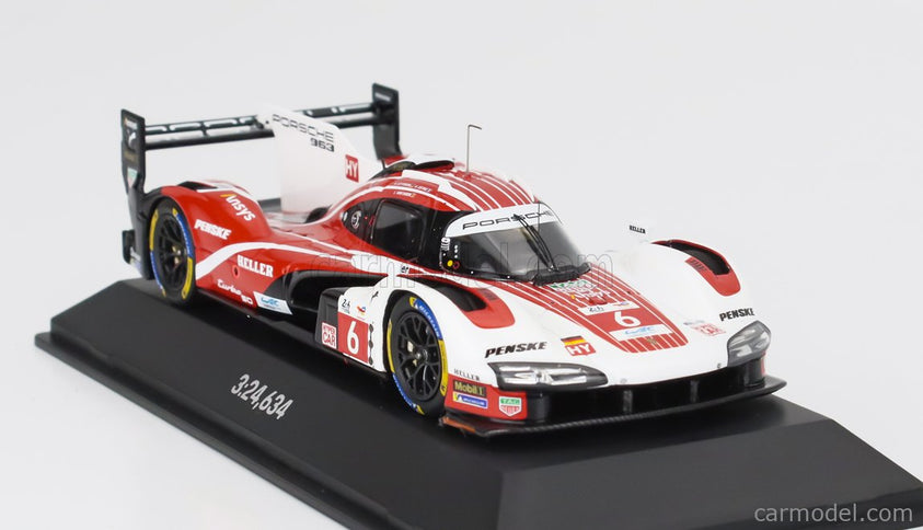 Porsche 963 9RD 4.6L Turbo V8 Team Porsche Penske Motorsport N°6 4. Miesto 24h Le Mans (pole Position) 2024 Kevin Estre - Andre Lotterer - Laurens Vanthoor 1:43 Spark Model červená biela čierna