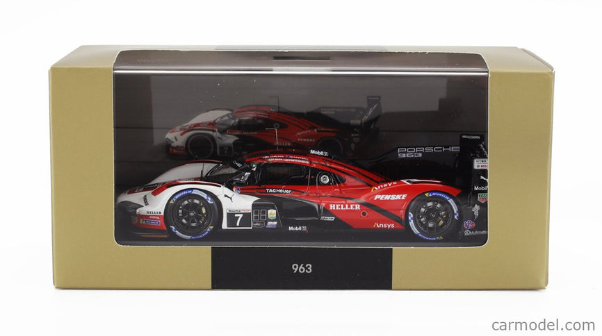 Porsche 963 9RD 4.6L Turbo V8 Team Porsche Penske Motorsport N°7 Víťaz 24h Daytona 2024 Matt Campbell - Dane Cameron - Felipe Nasr - Josef Newgarden 1:43 Spark Model červená biela čierna