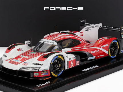 PORSCHE | 963 9RD 4.6L TURBO V8 TEAM PORSCHE PENSKE MOTORSPORT N 6 4th 24h LE MANS (POLE POSITION) 2024 KEVIN ESTRE - ANDRE LOTTERER - LAURENS VANTHOOR - CON VETRINA - WITH SHOWCASE | RED WHITE BLACK