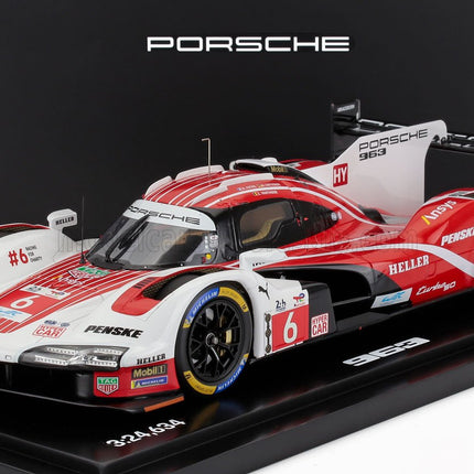 PORSCHE | 963 9RD 4.6L TURBO V8 TEAM PORSCHE PENSKE MOTORSPORT N 6 4th 24h LE MANS (POLE POSITION) 2024 KEVIN ESTRE - ANDRE LOTTERER - LAURENS VANTHOOR - CON VETRINA - WITH SHOWCASE | RED WHITE BLACK
