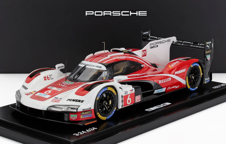 PORSCHE | 963 9RD 4.6L TURBO V8 TEAM PORSCHE PENSKE MOTORSPORT N 6 4th 24h LE MANS (POLE POSITION) 2024 KEVIN ESTRE - ANDRE LOTTERER - LAURENS VANTHOOR - CON VETRINA - WITH SHOWCASE | RED WHITE BLACK