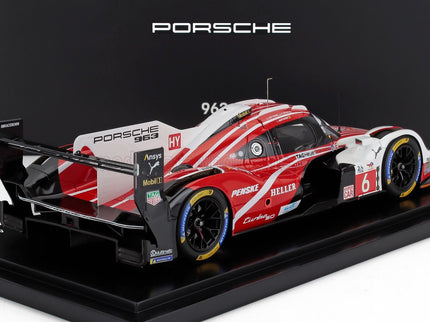 PORSCHE | 963 9RD 4.6L TURBO V8 TEAM PORSCHE PENSKE MOTORSPORT N 6 4th 24h LE MANS (POLE POSITION) 2024 KEVIN ESTRE - ANDRE LOTTERER - LAURENS VANTHOOR - CON VETRINA - WITH SHOWCASE | RED WHITE BLACK