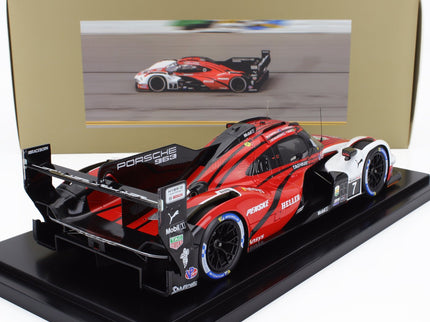 PORSCHE | 963 9RD 4.6L TURBO V8 TEAM PORSCHE PENSKE MOTORSPORT N 7 WINNER IMSA 24h DAYTONA 2024 MATT CAMPBELL - DANE CAMERON - FELIPE NASR - JOSEF NEWGARDEN - CON VETRINA - WITH SHOWCASE | RED WHITE BLACK