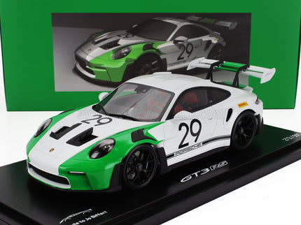 PORSCHE | 911 992 GT3 RS N 29 RACING COUPE JO SIFFERT TRIBUTE 2023 - CON VETRINA - WITH SHOWCASE | WHITE GREEN
