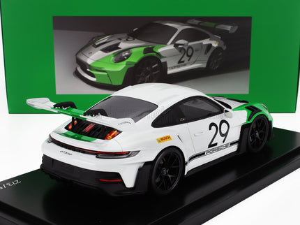 PORSCHE | 911 992 GT3 RS N 29 RACING COUPE JO SIFFERT TRIBUTE 2023 - CON VETRINA - WITH SHOWCASE | WHITE GREEN