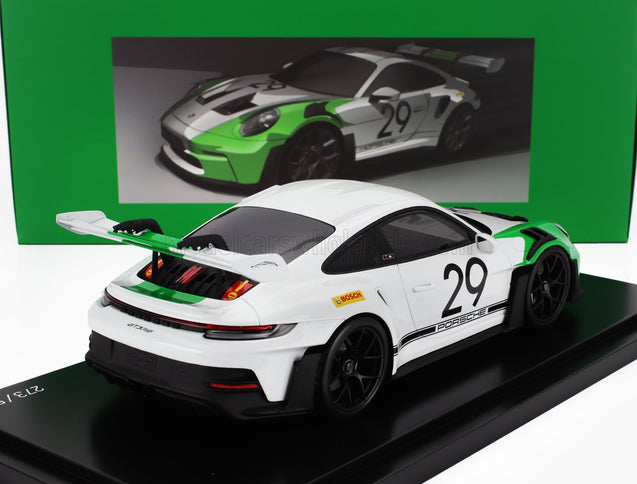 PORSCHE | 911 992 GT3 RS N 29 RACING COUPE JO SIFFERT TRIBUTE 2023 - CON VETRINA - WITH SHOWCASE | WHITE GREEN