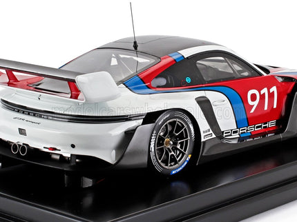 PORSCHE | 911 992 GT3 R N 911 RACING COUPE 2023 - CON VETRINA - WITH SHOWCASE | WHITE BLUE RED