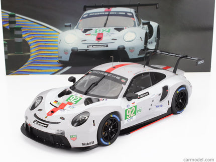 Porsche 911 991-2 RSR-19 4.2L Team Porsche GT N°92 24h Le Mans 2022 Michael Christensen - Kevin Estre - Laurens Vanthoor 1:18 IXO Models biela sivá červená