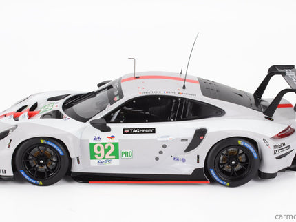 Porsche 911 991-2 RSR-19 4.2L Team Porsche GT N°92 24h Le Mans 2022 Michael Christensen - Kevin Estre - Laurens Vanthoor 1:18 IXO Models biela sivá červená