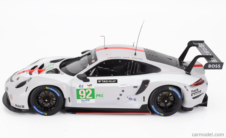 Porsche 911 991-2 RSR-19 4.2L Team Porsche GT N°92 24h Le Mans 2022 Michael Christensen - Kevin Estre - Laurens Vanthoor 1:18 IXO Models biela sivá červená