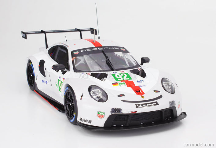 Porsche 911 991-2 RSR-19 4.2L Team Porsche GT N°92 24h Le Mans 2022 Michael Christensen - Kevin Estre - Laurens Vanthoor 1:18 IXO Models biela sivá červená