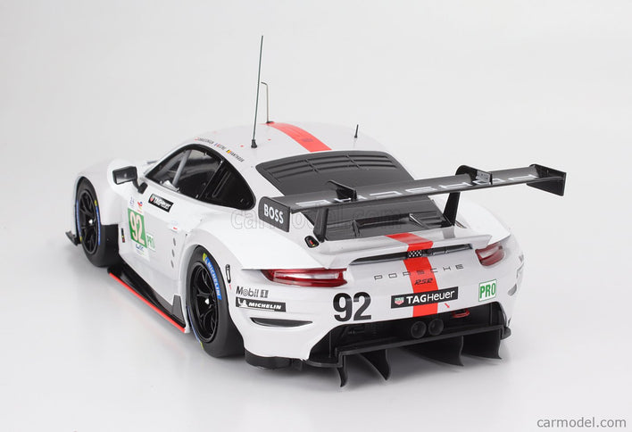 Porsche 911 991-2 RSR-19 4.2L Team Porsche GT N°92 24h Le Mans 2022 Michael Christensen - Kevin Estre - Laurens Vanthoor 1:18 IXO Models biela sivá červená