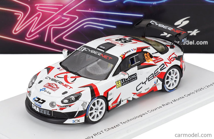 Renault Alpine A110 Rgt Team Chazel Technologies Course N°68 2. Miesto Rgt Class Rally Montecarlo 2025 Armand Fumal - Jules Escartefigue 1:43 Spark Model modrá biela