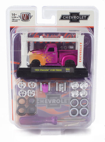 CHEVROLET | 3100 TRUCK PICK-UP CUSTOM WITH ACCESSORIES 1954 - GARAGE SET OFFICINA - PONTE SOLLEVATORE AUTO - FOUR POST LIFT | PURPLE