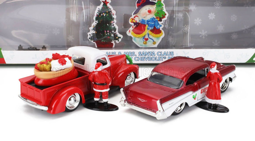 FORD USA | SET HOLIDAY RIDES 2022 - PICK-UP 1941 WITH CHEVROLET BEL AIR 1957 WITH SANTA CLAUS (BABBO NATALE) & MRS. SANTA CLAUS FIGURES | RED MET WHITE