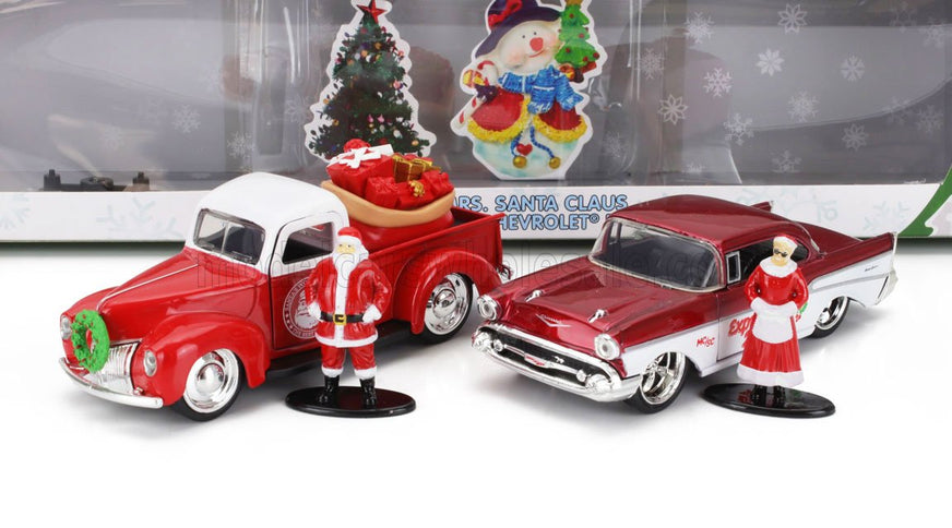 FORD USA | SET HOLIDAY RIDES 2022 - PICK-UP 1941 WITH CHEVROLET BEL AIR 1957 WITH SANTA CLAUS (BABBO NATALE) & MRS. SANTA CLAUS FIGURES | RED MET WHITE