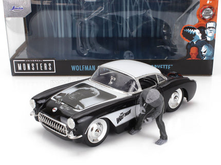 CHEVROLET | CORVETTE WITH WOLFMAN FIGURE 1957 | BLACK WHITE