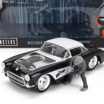 CHEVROLET | CORVETTE WITH WOLFMAN FIGURE 1957 | BLACK WHITE
