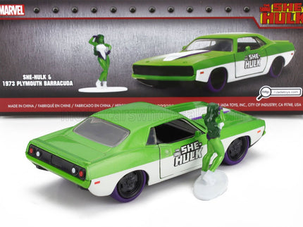 PLYMOUTH | BARRACUDA WITH SHE-HULK FIGURES 1973 | GREEN WHITE