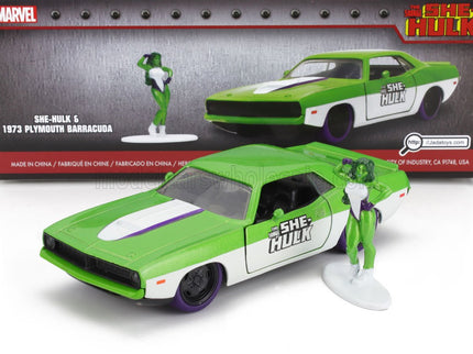 PLYMOUTH | BARRACUDA WITH SHE-HULK FIGURES 1973 | GREEN WHITE