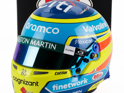 BELL HELMET | CASCO HELMET F1 FERNANDO ALONSO TEAM ASTON MARTIN ARAMCO N 14 SEASON 2025 | YELLOW BLUE
