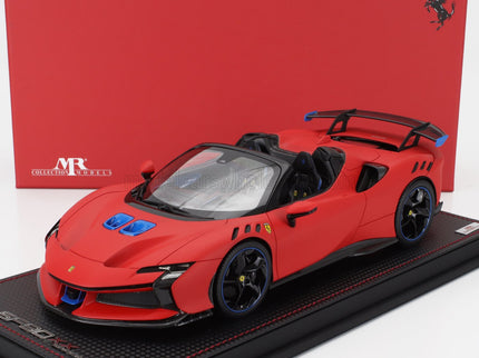 FERRARI | SF90 XX STRADALE SPIDER 2024 - CON VETRINA - WITH SHOWCASE | ROSSO LE-MANS - MATT RED BLUE BLACK