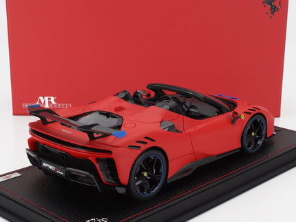 FERRARI | SF90 XX STRADALE SPIDER 2024 - CON VETRINA - WITH SHOWCASE | ROSSO LE-MANS - MATT RED BLUE BLACK
