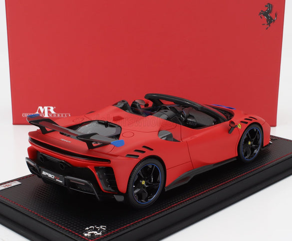 FERRARI | SF90 XX STRADALE SPIDER 2024 - CON VETRINA - WITH SHOWCASE | ROSSO LE-MANS - MATT RED BLUE BLACK