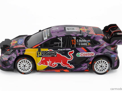 Ford Puma RALLY1 Team Ford M-Sport (night Version) N°13 Rally Montecarlo 2025 Louis Louka - Gregoire Munster 1:18 IXO Models modrá žltá červená