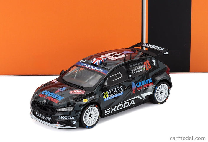 Skoda Fabia RS RALLY2 Team Skoda Motorsport N°23 Rally Montecarlo 2025 Gus Greensmith - Konstantin Aleksandrov 1:43 IXO Models čierna biela