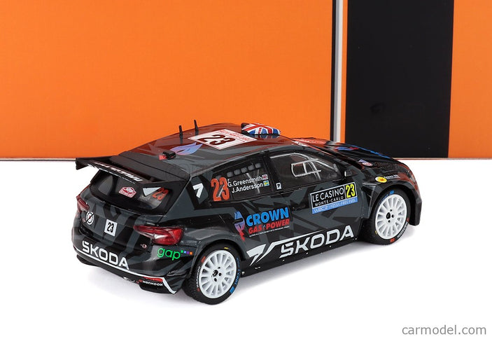 Skoda Fabia RS RALLY2 Team Skoda Motorsport N°23 Rally Montecarlo 2025 Gus Greensmith - Konstantin Aleksandrov 1:43 IXO Models čierna biela