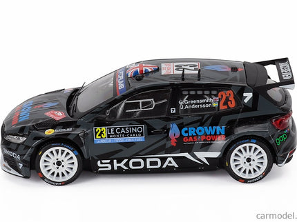 Skoda Fabia RS RALLY2 Team Skoda Motorsport N°23 Rally Montecarlo 2025 Gus Greensmith - Konstantin Aleksandrov 1:43 IXO Models čierna biela