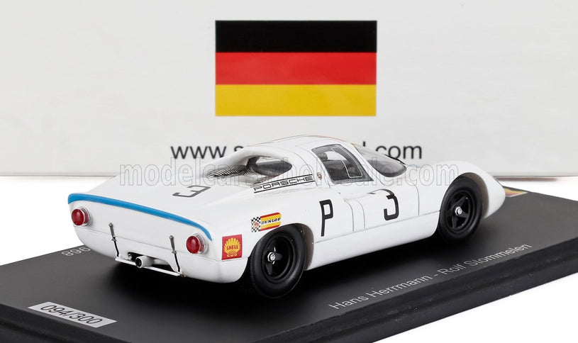 PORSCHE | 907H TEAM PORSCHE N 3 3rd 1000km NURBURGRING 1968 HANS HERRMANN - ROLF STOMMELEN | WHITE BLUE