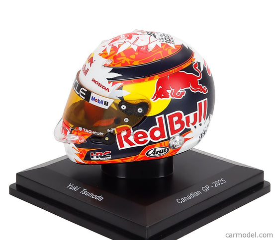 Bell Helmet Helma F1 Yuki Tsunoda Team Oracle Red Bull Racing N°22 Canada GP (100th GP) 2025 1:5 Spark Model biela zlatá