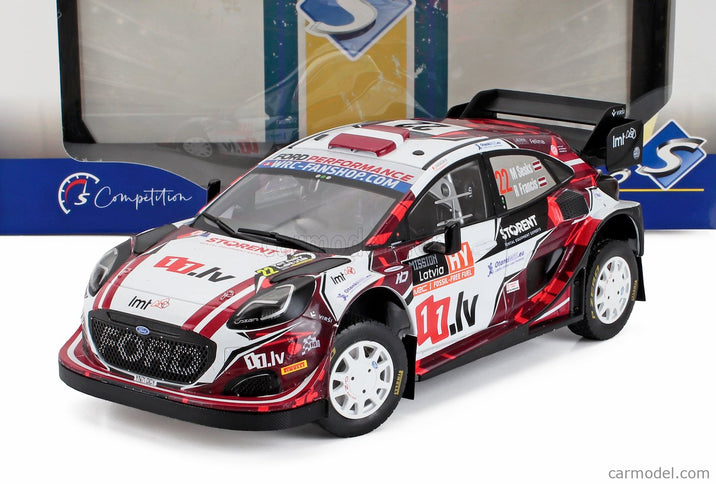 Ford Puma RALLY1 Team M Sport Ford Wrt N°22 7. Miesto Rally Latvia 2024 Martin Sesks - Renars Francis 1:18 Solido biela červená čierna